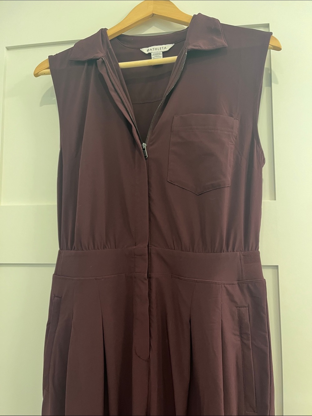 Athleta Brooklyn Sleeveless Collared Jumpsuit in Plum - Picture 3 of 10